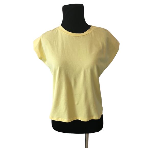 GB Girls Yellow Short Padded Sleeve Crop T shirt Size XL - NEW - Picture 1 of 4